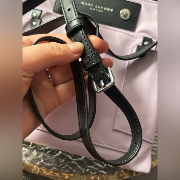 NWT Marc Jacobs Wisteria Lavender Nylon Crossbody Bag • Adjustable Black Strap - Picture 7 of 16